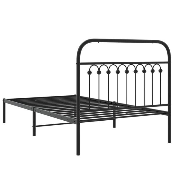 vidaXL Metal Bed Frame without Mattress with Headboard Black 100x200cm