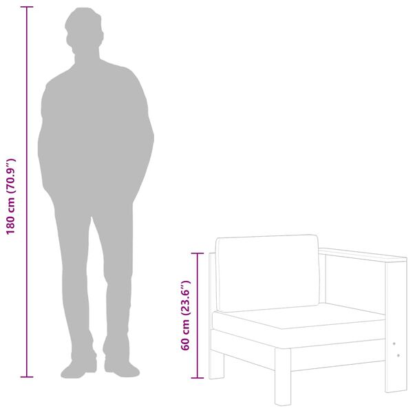 vidaXL Middle Sofa with 1 Armrest Cream White Solid Acacia Wood