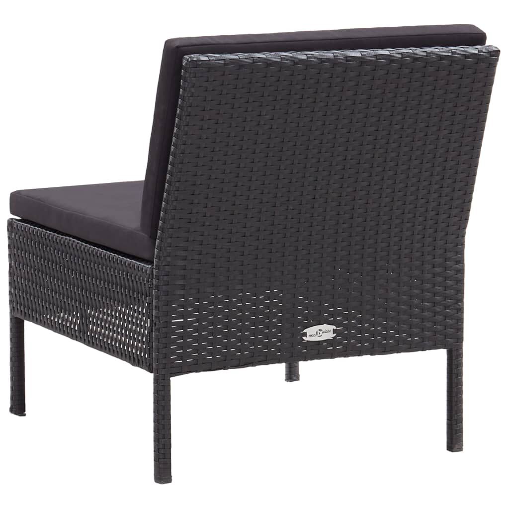 vidaXL 6 Piece Garden Lounge Set with Cushions Poly Rattan Black