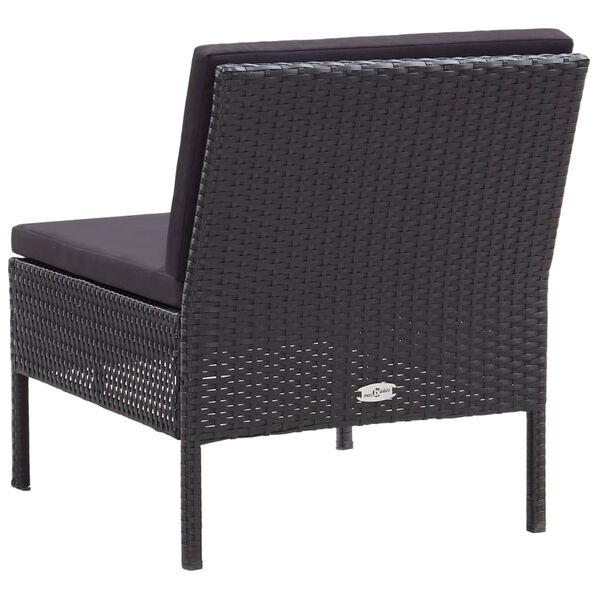 vidaXL 6 Piece Garden Lounge Set with Cushions Poly Rattan Black