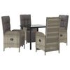 vidaXL 5 Piece Garden Dining Set with Cushions Black and Grey Poly Rattan