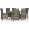 vidaXL 7 Piece Garden Dining Set with Cushions Grey Poly Rattan
