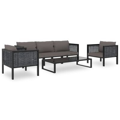 vidaXL Sectional Corner Sofa with Left Armrest Poly Rattan Anthracite