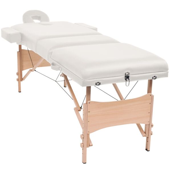 vidaXL 3-Zone Folding Massage Table and Stool Set 10 cm Thick White