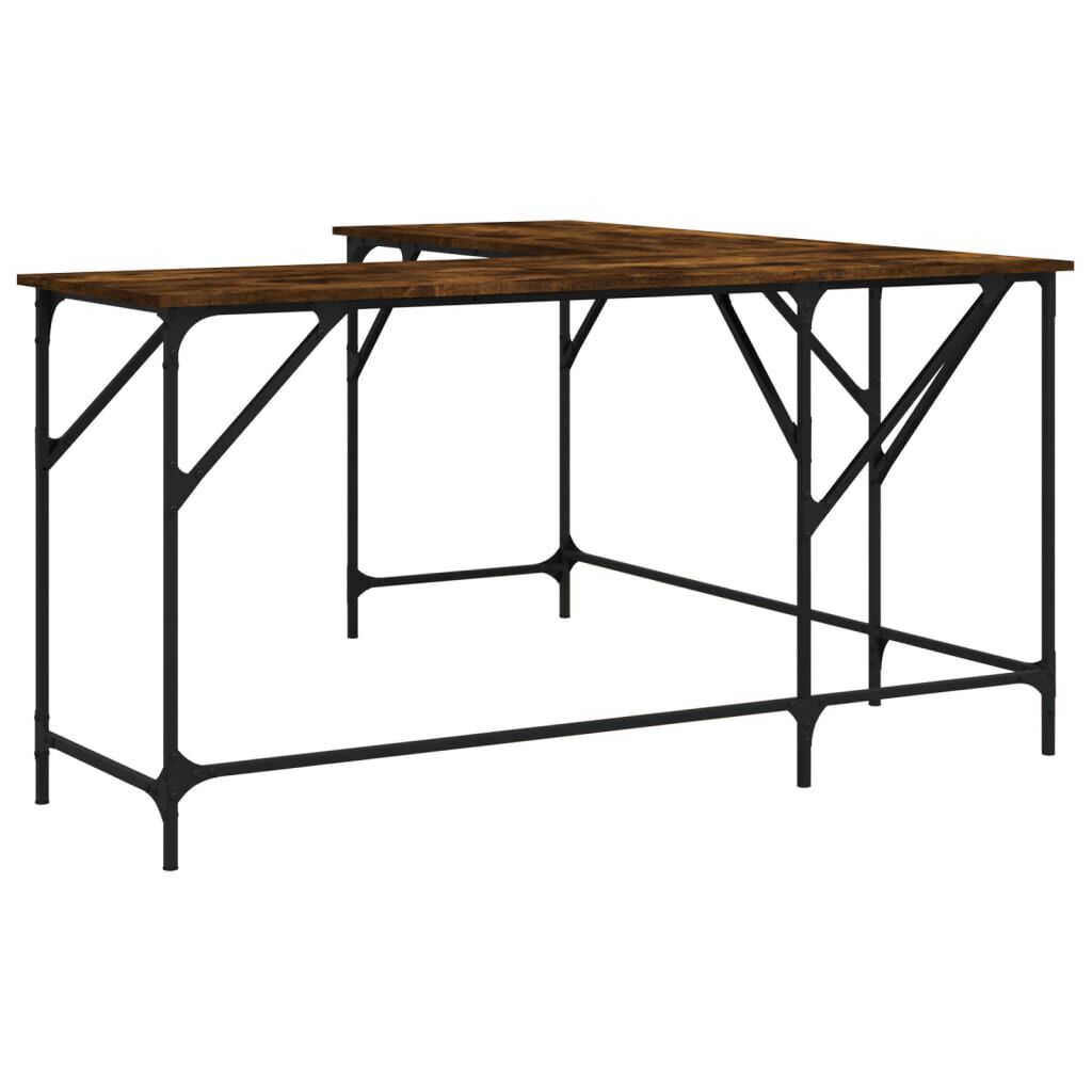 vidaXL Desk Smoked Oak 149x149x75 cm Engineered Wood