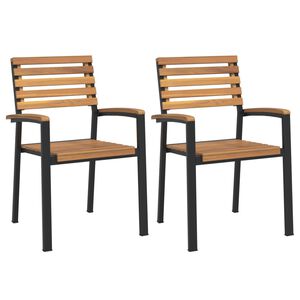 vidaXL Stackable Garden Chairs 2 pcs Solid Wood Acacia and Metal