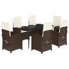vidaXL 7 Piece Garden Dining Set with Cushions Brown Poly Rattan