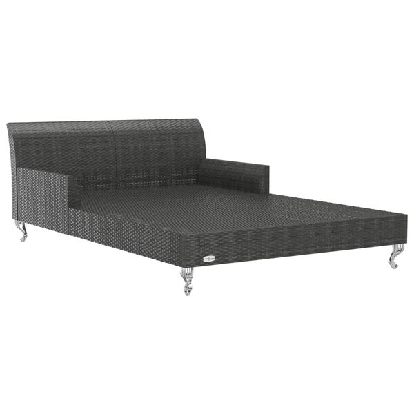 vidaXL 2-Person Garden Sun Bed with Cushions Poly Rattan Black