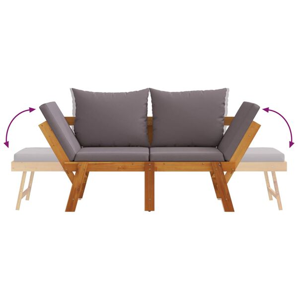 vidaXL Garden Bench with Cushions 2-in-1 Solid Wood Acacia