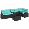 vidaXL Garden Sofa Set with Cushion 7 pcs Black Poly rattan