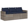 vidaXL 2 Piece Garden Dining Set with Cushions Grey Poly Rattan