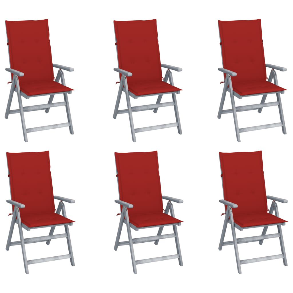 vidaXL Garden Reclining Chairs 6 pcs with Cushions Solid Acacia Wood