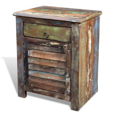 vidaXL End Table with 1 Drawer 1 Door Reclaimed Wood