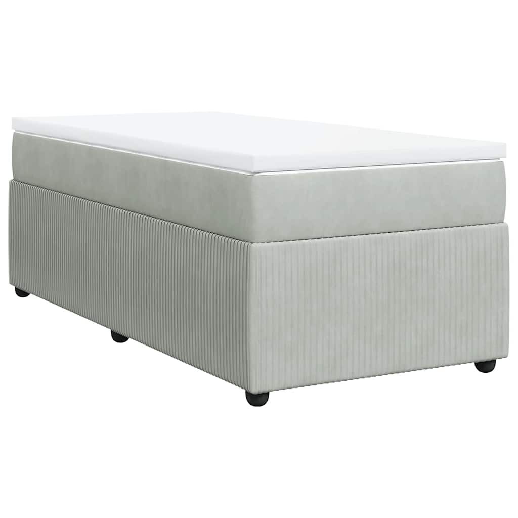 vidaXL Box Spring Bed with Mattress Light Grey Twin XL Velvet