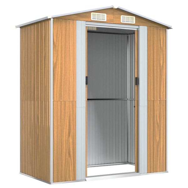 vidaXL Garden Shed Light Brown 192x108x223 cm Galvanised Steel