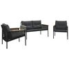 vidaXL 3 Piece Balcony Furniture Set with Cushions Black Steel