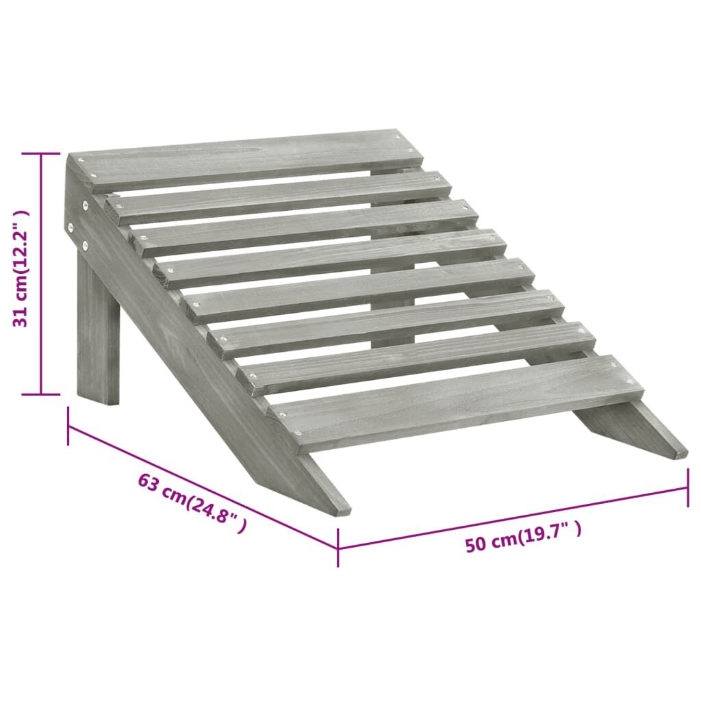 vidaXL Garden Chair with Ottoman Wood Grey