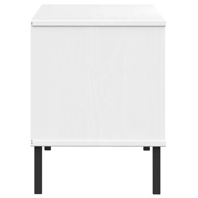 vidaXL Shoe Rack with Metal Legs White 106x35x45 cm Solid Wood OSLO