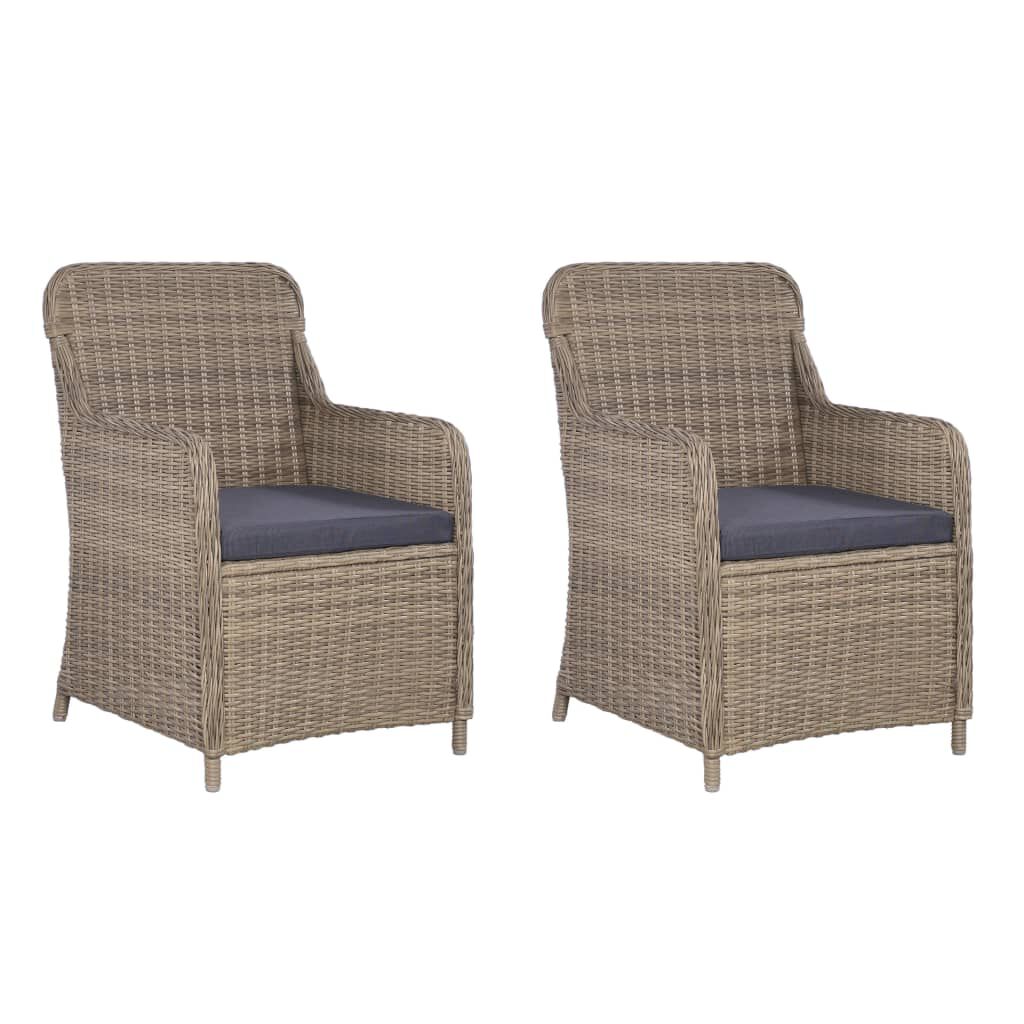 vidaXL 3 Piece Bistro Set with Cushions Poly Rattan Brown