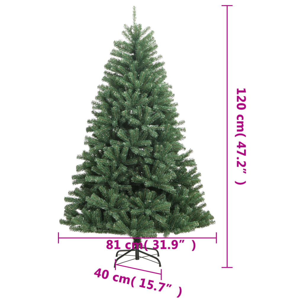 vidaXL Artificial Hinged Christmas Tree with Stand Green 120 cm