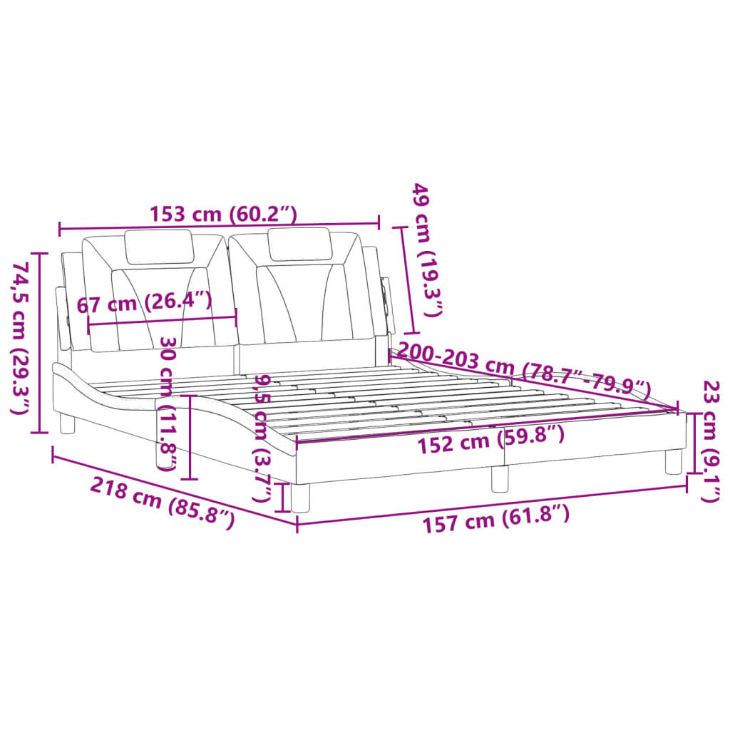 vidaXL Bed Frame without Mattress White 152x203 cm Faux Leather