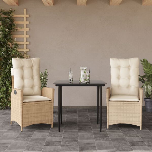 vidaXL 5 Piece Garden Dining Set with Cushions Beige Poly Rattan