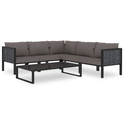 vidaXL Sectional Corner Sofa with Left Armrest Poly Rattan Anthracite