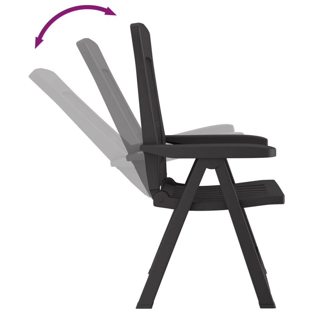 vidaXL Garden Reclining Chairs 2 pcs Anthracite PP