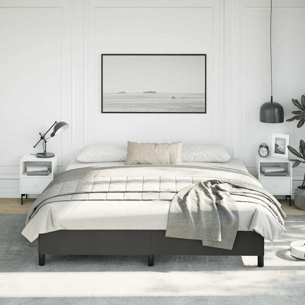 vidaXL Bed Frame without Mattress Black 193x203 cm King Faux Leather