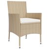 vidaXL 3 Piece Garden Bistro Set with Cushions Beige Poly Rattan
