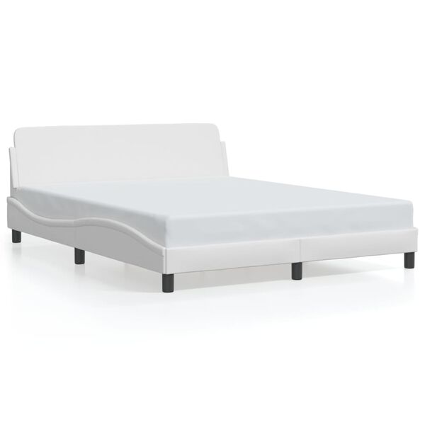 vidaXL Bed Frame "Dover" White 152x203 cm Queen Faux Leather
