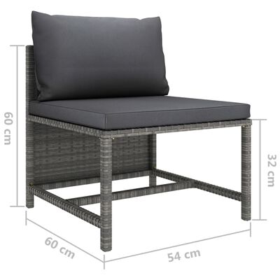 vidaXL 3 Piece Garden Lounge Set with Cushions Poly Rattan Grey