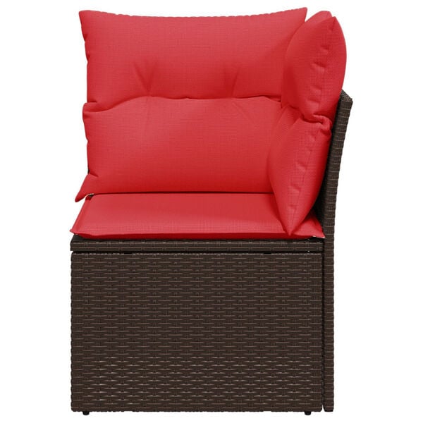 vidaXL Garden Sofa Corner with Cushions Brown Poly Rattan