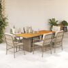 vidaXL 7 Piece Garden Dining Set with Cushions Beige Poly Rattan