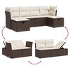 vidaXL 6 Piece Garden Sofa Set with Cushions Brown Poly Rattan