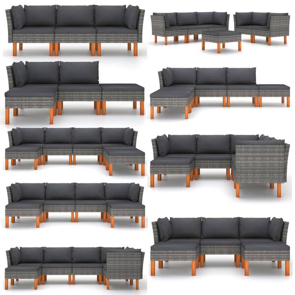 vidaXL Corner Sofa Poly Rattan and Solid Eucalyptus Wood