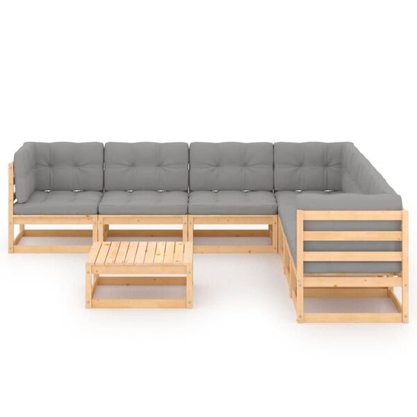vidaXL 8 Piece Garden Lounge Set with Cushions Solid Pinewood