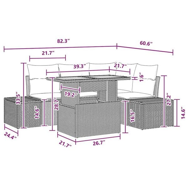 vidaXL Garden Sofa Set with Storage 5 pcs Black Poly Rattan