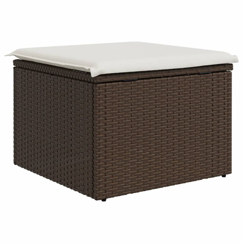 vidaXL Garden Stool with Cushion Brown 55x55x37 cm Poly Rattan