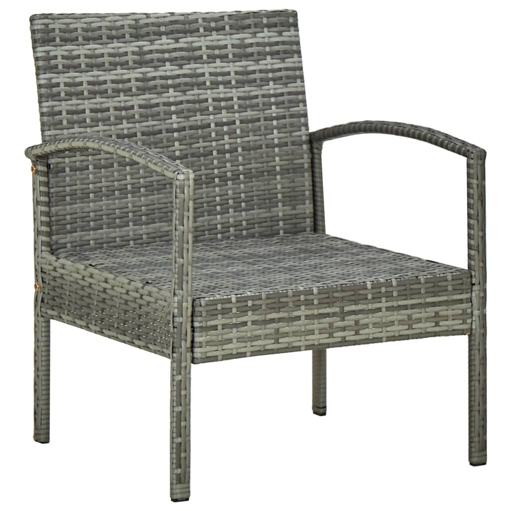 vidaXL 4 Piece Garden Lounge Set with Cushions Poly Rattan Grey