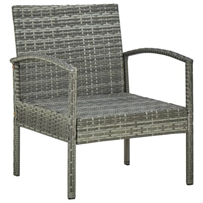 vidaXL 4 Piece Garden Lounge Set with Cushions Poly Rattan Grey