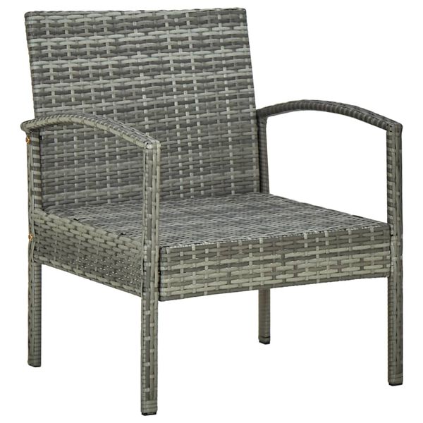 vidaXL 4 Piece Garden Lounge Set with Cushions Poly Rattan Grey