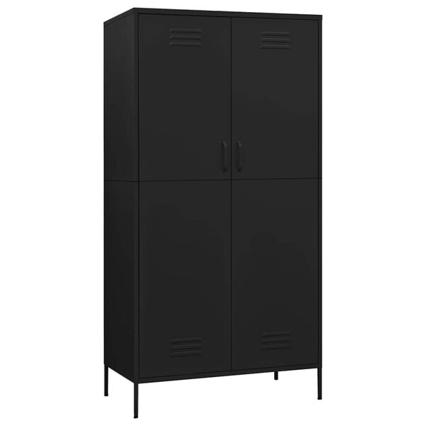 vidaXL Wardrobe Black 90x50x180 cm Steel