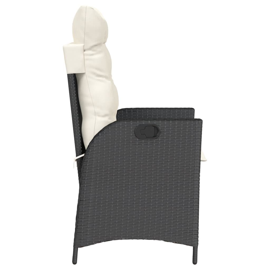 vidaXL Reclining Garden Chair with Cushions Black Poly Rattan
