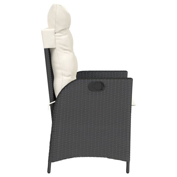 vidaXL Reclining Garden Chair with Cushions Black Poly Rattan
