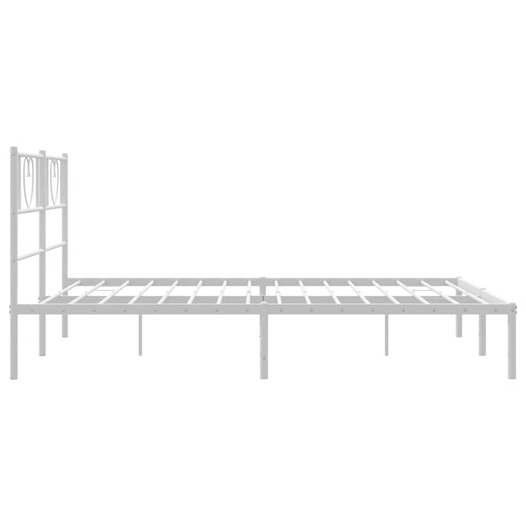 vidaXL Metal Bed Frame without Mattress with Headboard White 135x190cm