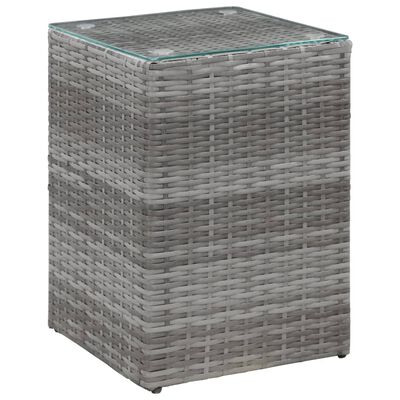 vidaXL Side Table with Glass Top Grey 35x35x52 cm Poly Rattan