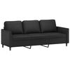 vidaXL 3-Seater Sofa with Footstool Black 180 cm Faux Leather