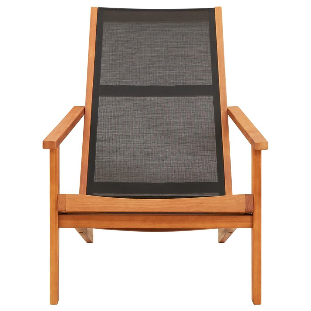 vidaXL Garden Lounge Chair Black Solid Eucalyptus Wood and Textilene
