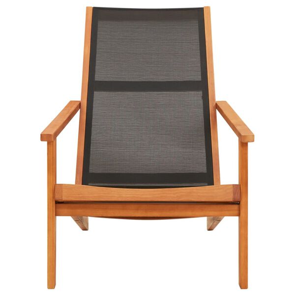 vidaXL Garden Lounge Chair Black Solid Eucalyptus Wood and Textilene